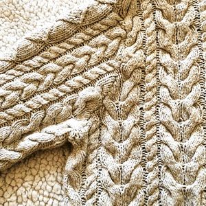 Lauren by Ralph Lauren | Silk/Cotton/Linen Cropped Fisherman Knit Sweater (XL)